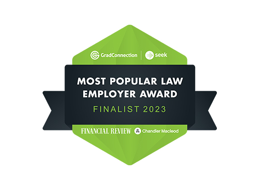 Award badge Top 100 Most popular law employer 2023
